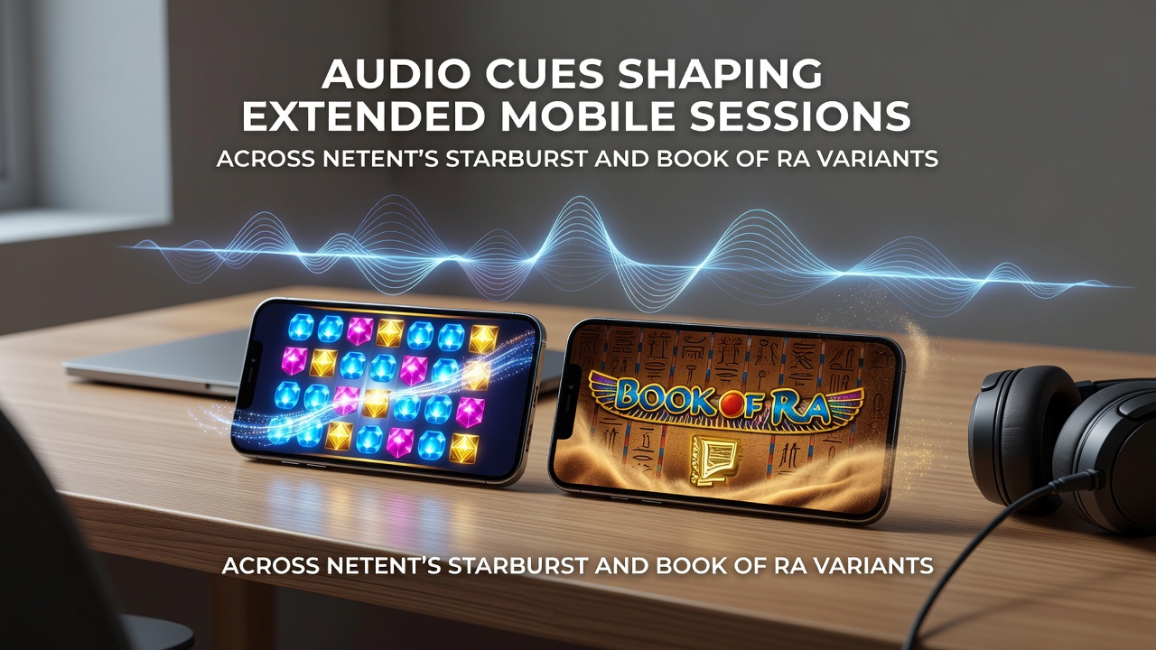 Mobiele interface met audio elementen in Starburst en Book of Ra