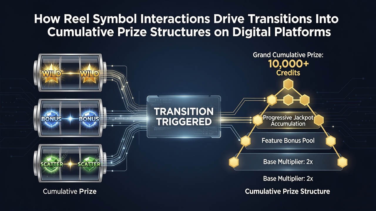 Reel symbolen die interacteren om cumulatieve prijzen te activeren in digitale slots