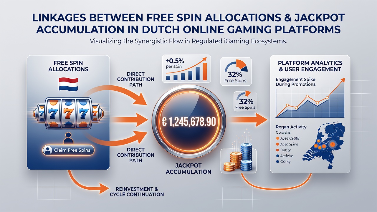 Diagram van jackpotaccumulatie gekoppeld aan free spin allocaties