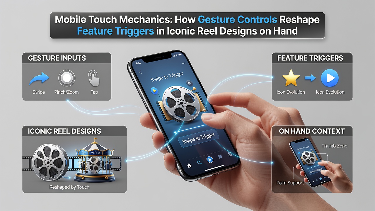 Close-up van gesture controls die feature triggers activeren in een mobiele reel interface