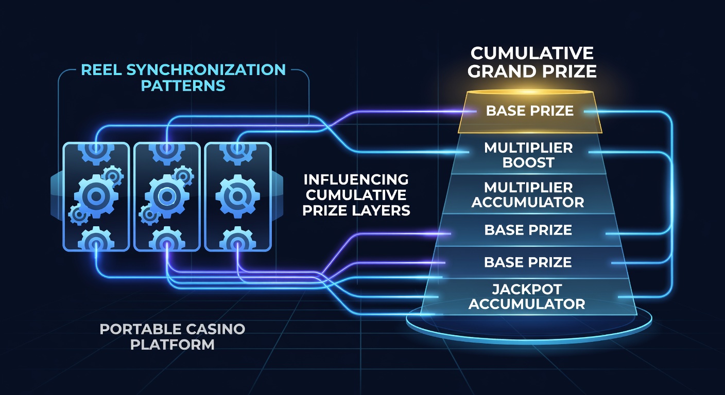 Diagram van prijslagen die zich opbouwen via gesynchroniseerde reels in mobiele casino apps met gelaagde incentives