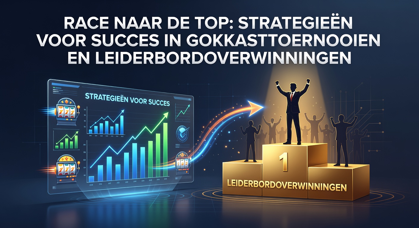 Spelers strijden om de toppositie op een digitaal leiderbord in een intens gokkasttoernooi, met pulserende lichten en stijgende scores