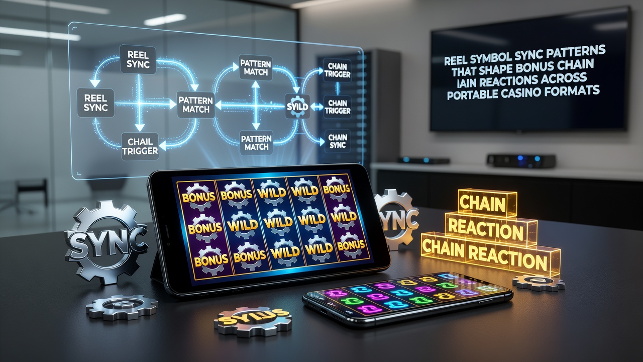 Diagram van syncpatronen die leiden tot bonuskettingen in draagbare casino spellen