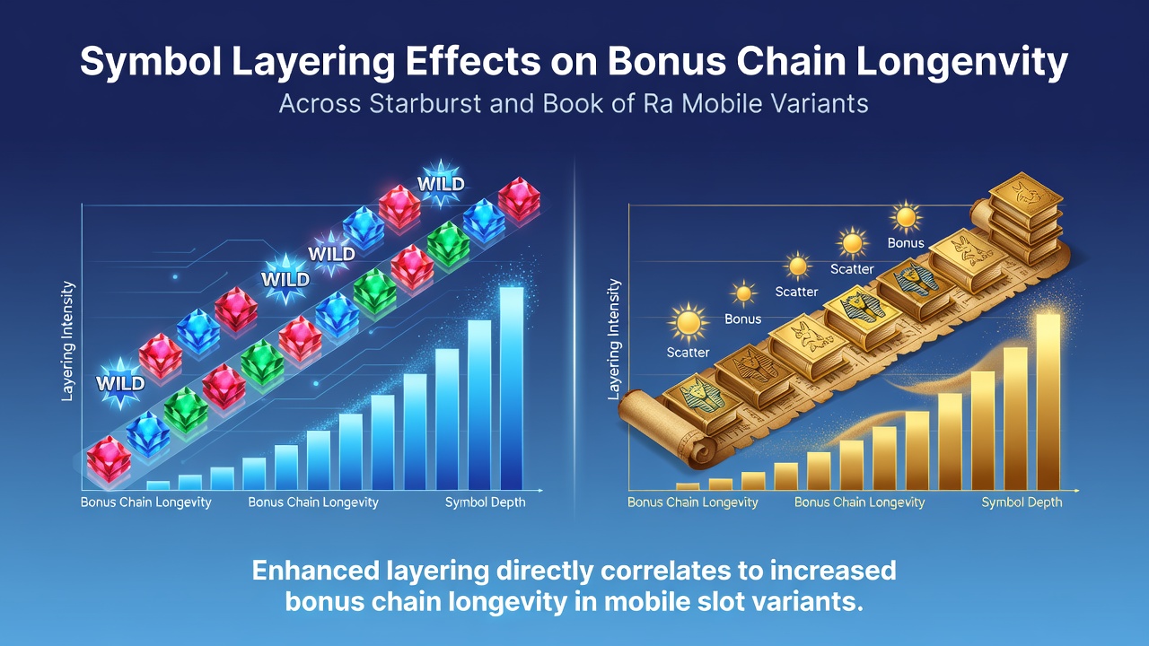 Symbool layering effecten zichtbaar in Starburst en Book of Ra mobiele slots
