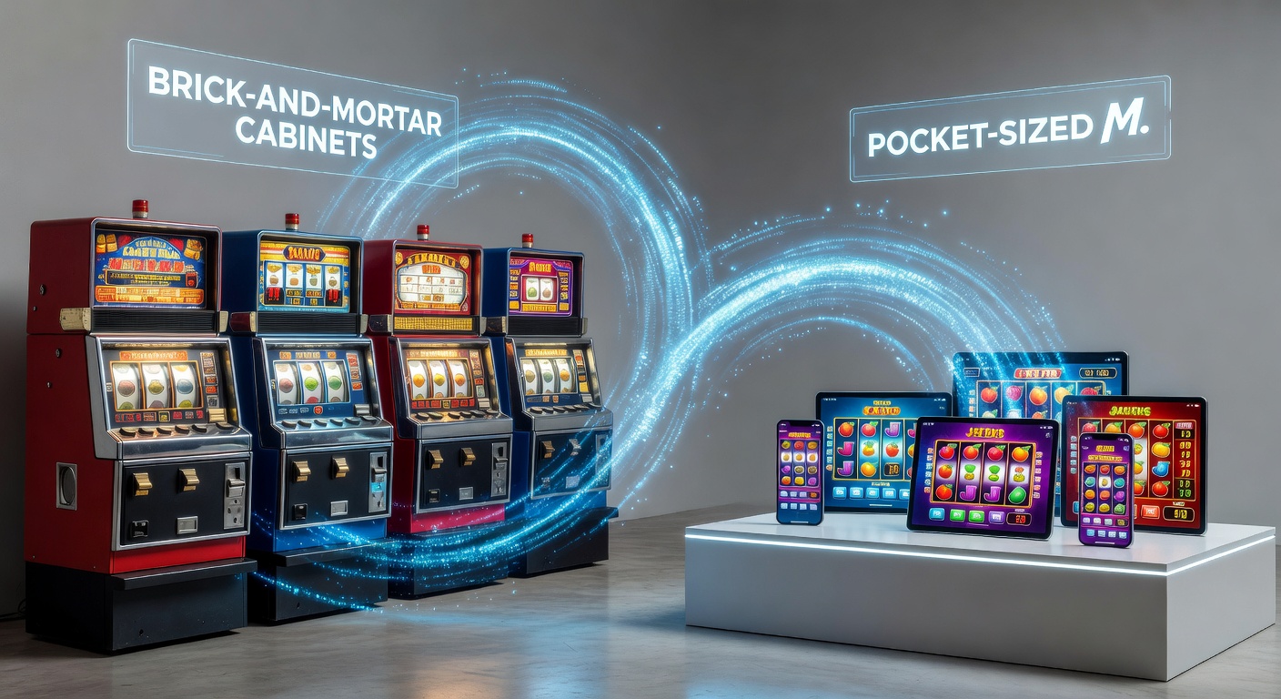 Smartphone-scherm met Starburst wilds en Book of Ra free spins in actie, naast een vintage slotkast